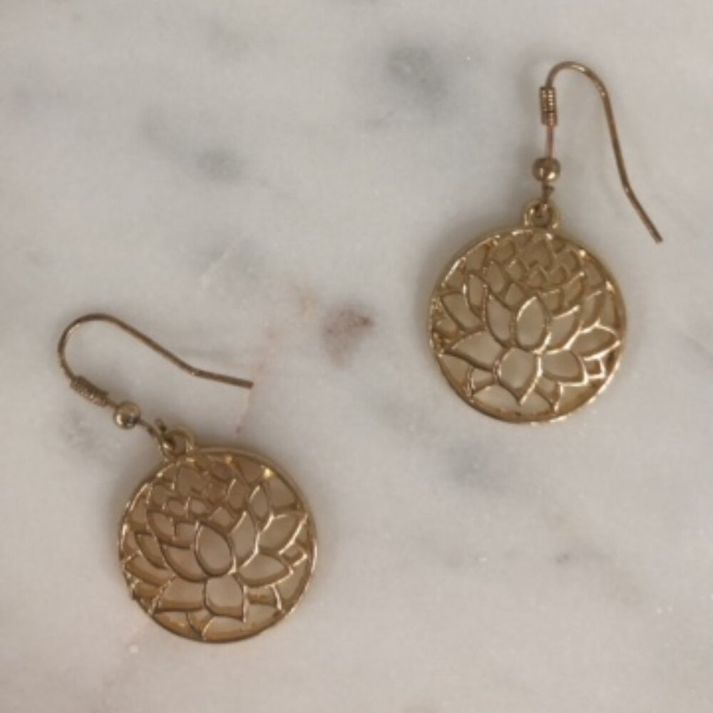 Gold Lotus Flower Earrings